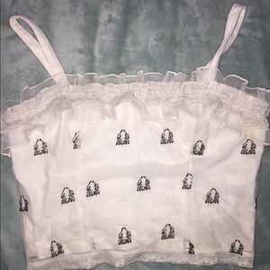 Lace corset zip-up American eagle top